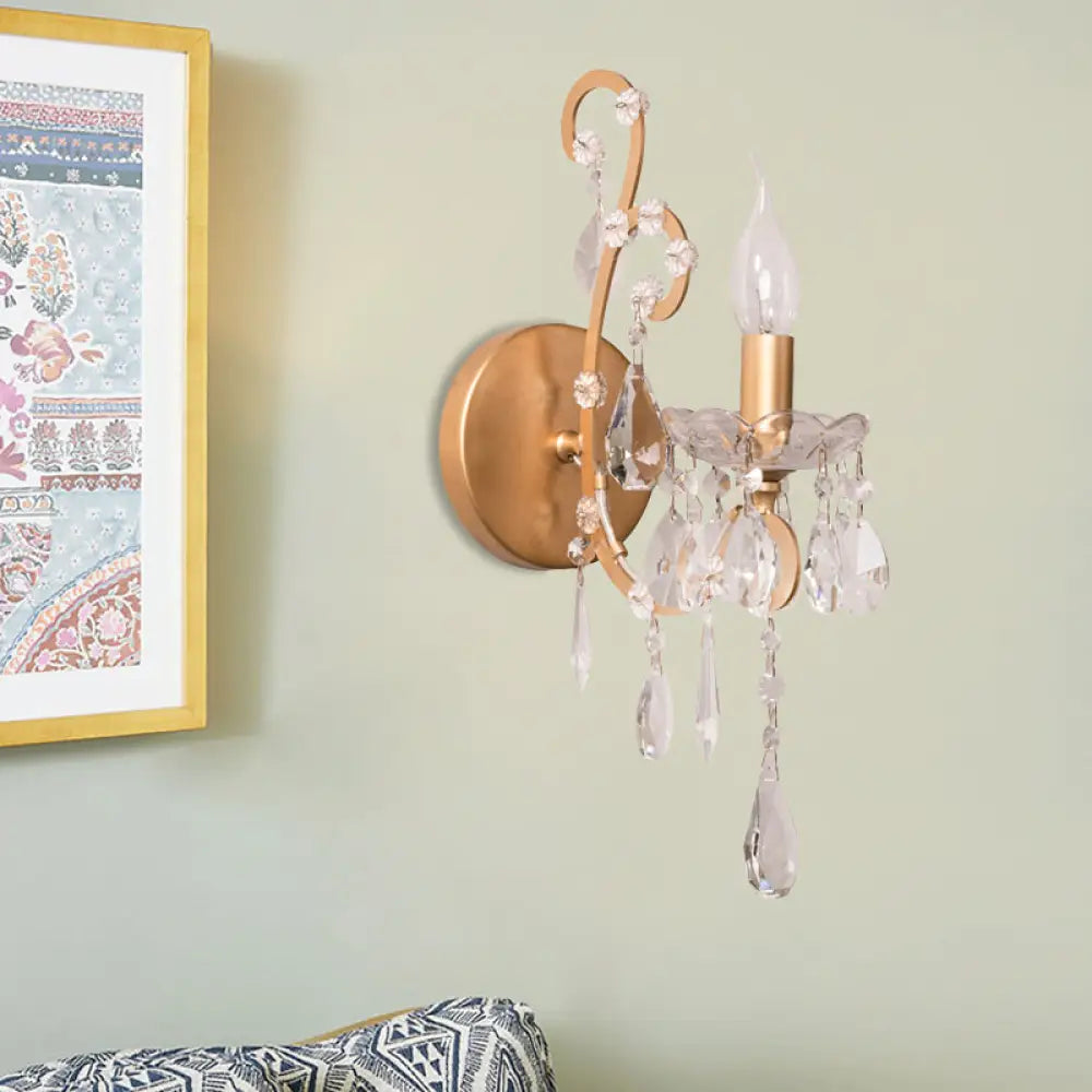 DecorBites™ Modern Wall Mount Metal Candelabra Sconce Light with Crystal Drop (Silver/Gold)