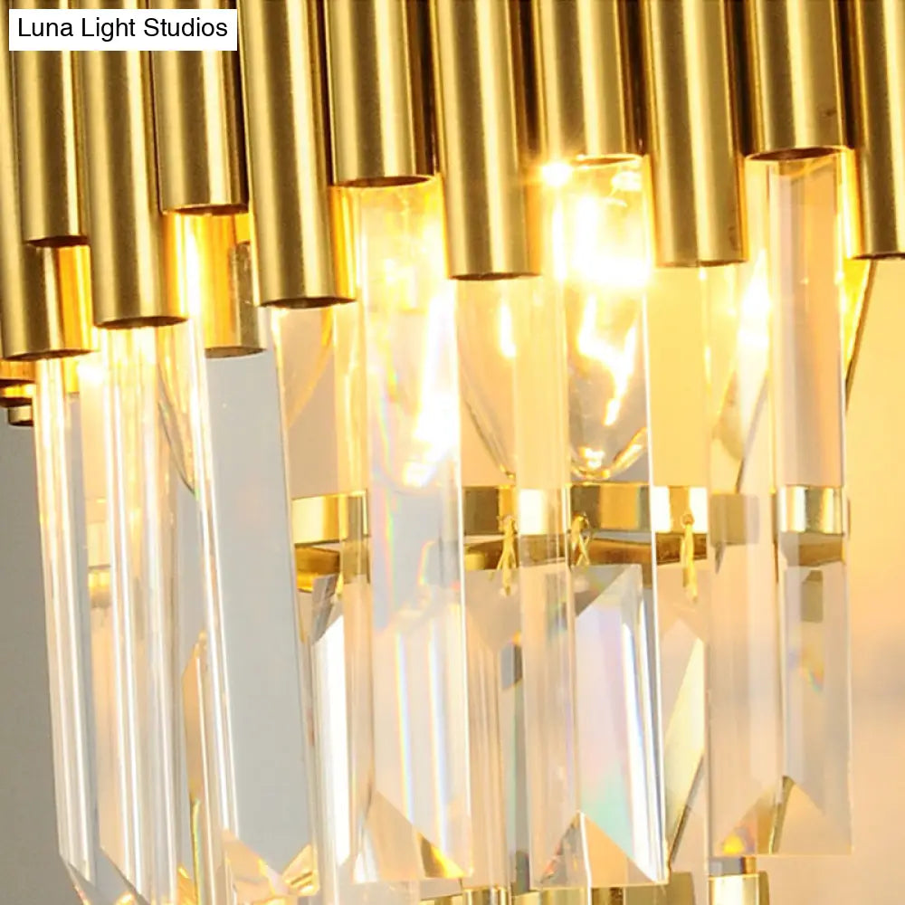 DecorBites™ Modern Wall Mounted Gold Lamp: Tapered Design, Triangular Crystal Prism, 2 Lights for Living Room