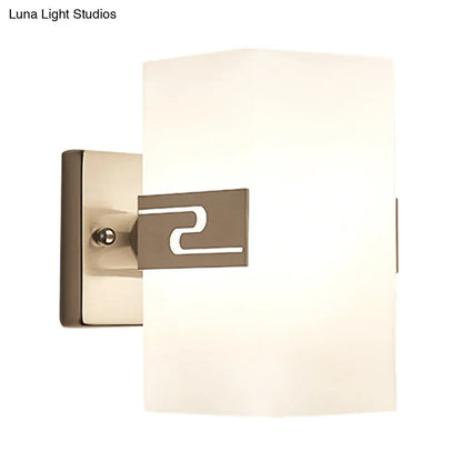 DecorBites™ Modern Wall Mounted Nickel Cuboid Sconce Lamp with White Glass - Ideal for Corridors