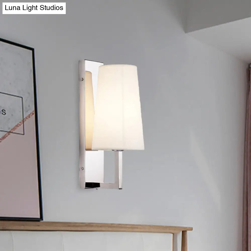 DecorBites™ Modern Wall Sconce Light: Stainless Steel Rectangle with Handmade Cone Fabric Shade
