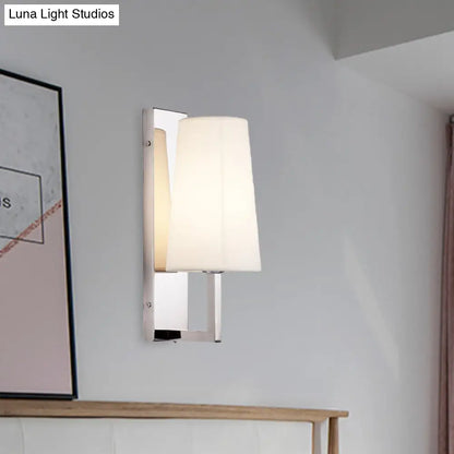 DecorBites™ Modern Wall Sconce Light: Stainless Steel Rectangle with Handmade Cone Fabric Shade