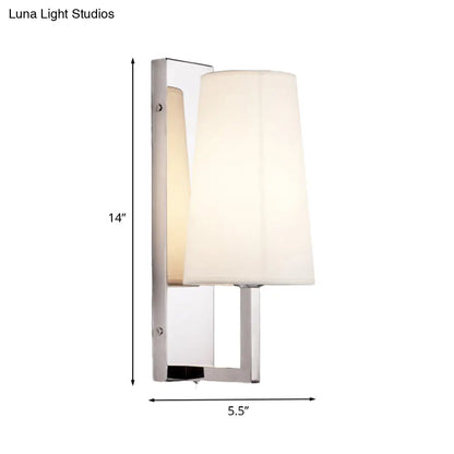 DecorBites™ Modern Wall Sconce Light: Stainless Steel Rectangle with Handmade Cone Fabric Shade