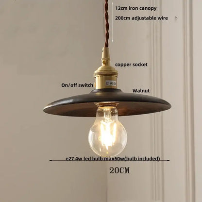Modern walnut wood and clear glass cube pendant light dining room