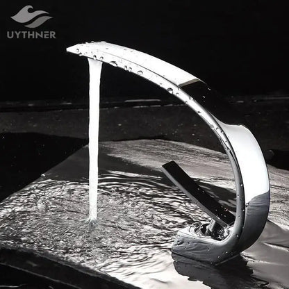 Modern waterfall black chrome basin faucet bathroom mixer tap