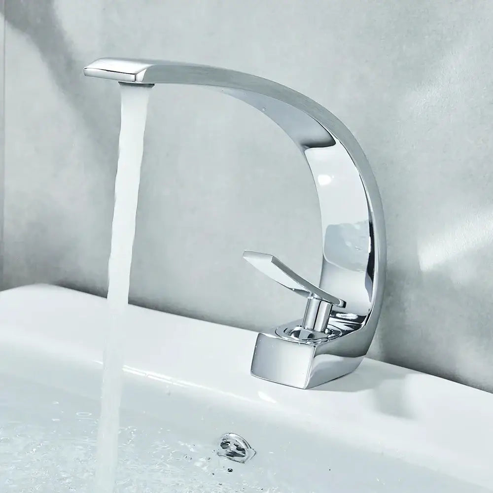 Modern waterfall black chrome basin faucet bathroom mixer tap