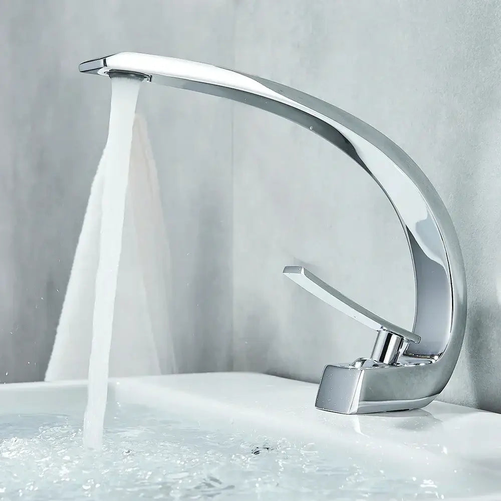Modern waterfall black chrome basin faucet bathroom mixer tap