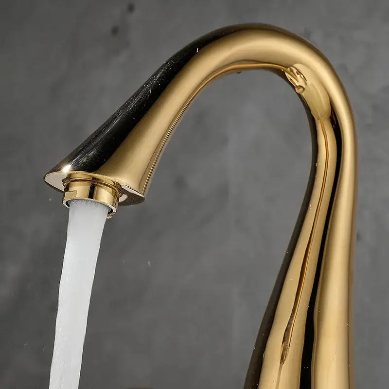 Modern waterfall black & gold basin faucet bathroom sink tap