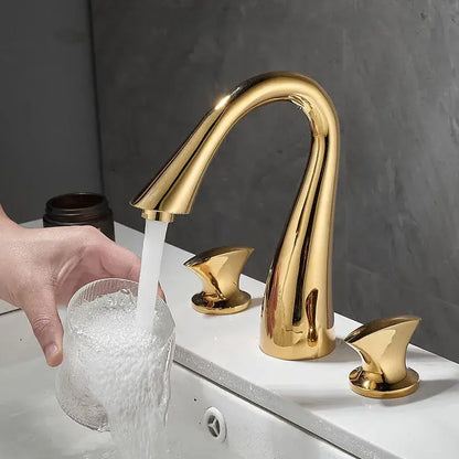 Modern waterfall black & gold basin faucet bathroom sink tap