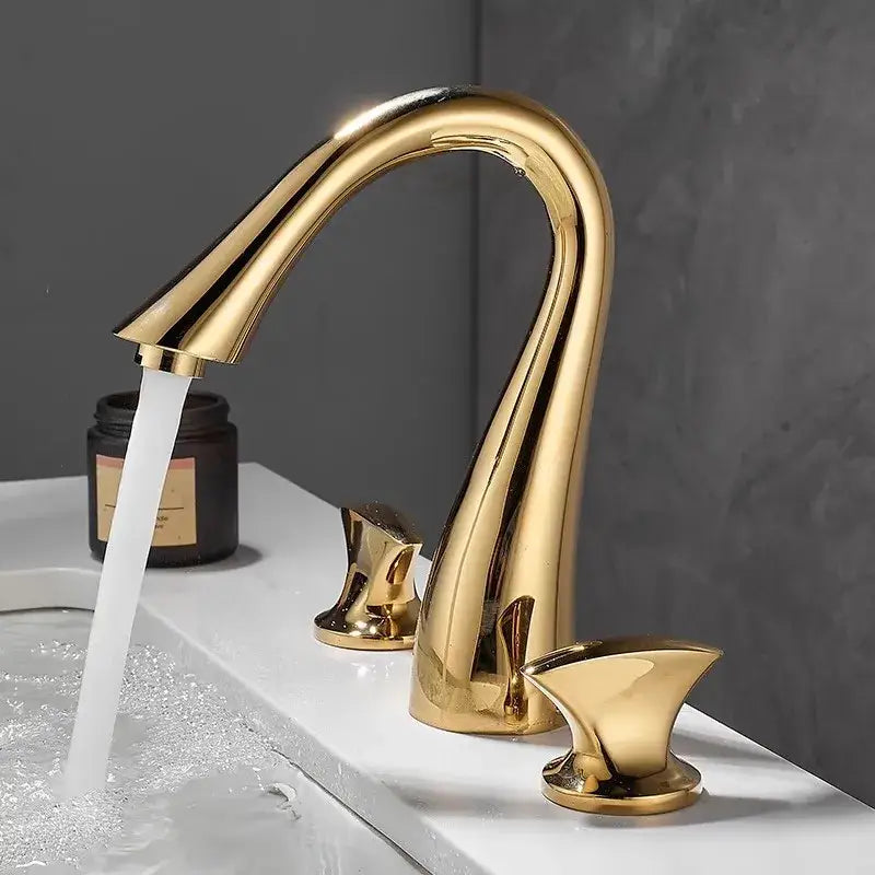 Modern waterfall black & gold basin faucet bathroom sink tap