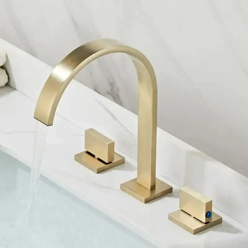 Modern waterfall dual handle gold basin faucet bathroom mixer tap