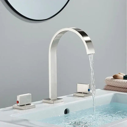 Modern waterfall dual handle gold basin faucet bathroom mixer tap