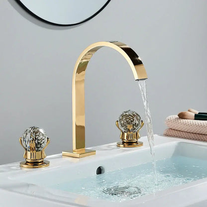 Modern waterfall dual handle gold basin faucet bathroom mixer tap