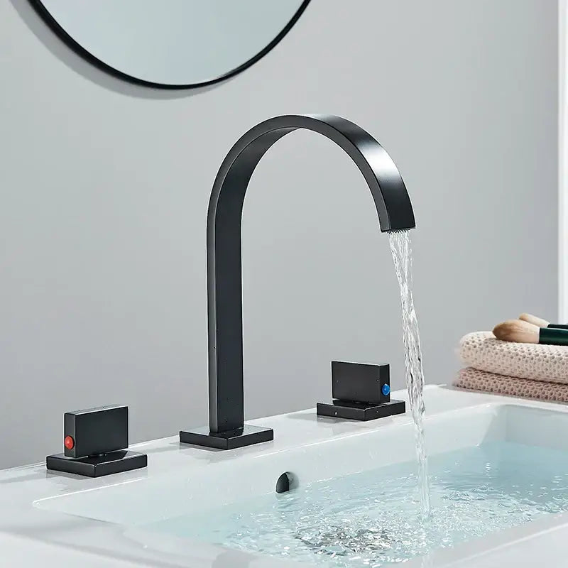Modern waterfall dual handle gold basin faucet bathroom mixer tap