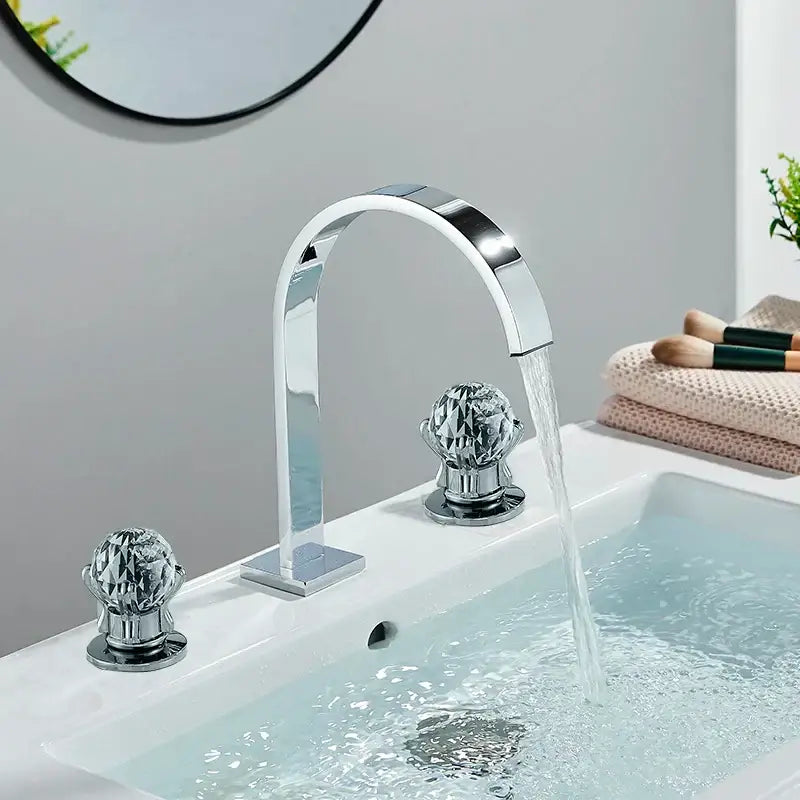 Modern waterfall dual handle gold basin faucet bathroom mixer tap
