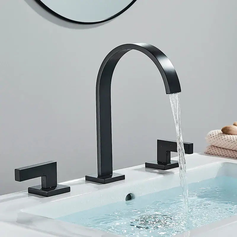 Modern waterfall dual handle gold basin faucet bathroom mixer tap