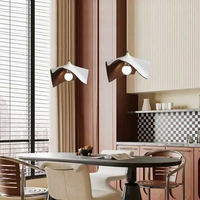 Modern wave black & bronze chandelier pendant light for living room
