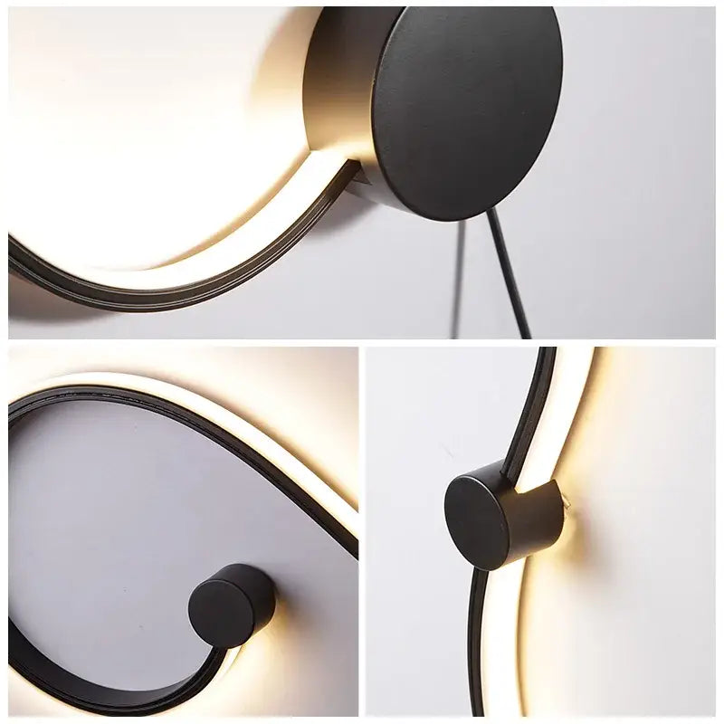 Modern wave black rgb led wall lights living room decor