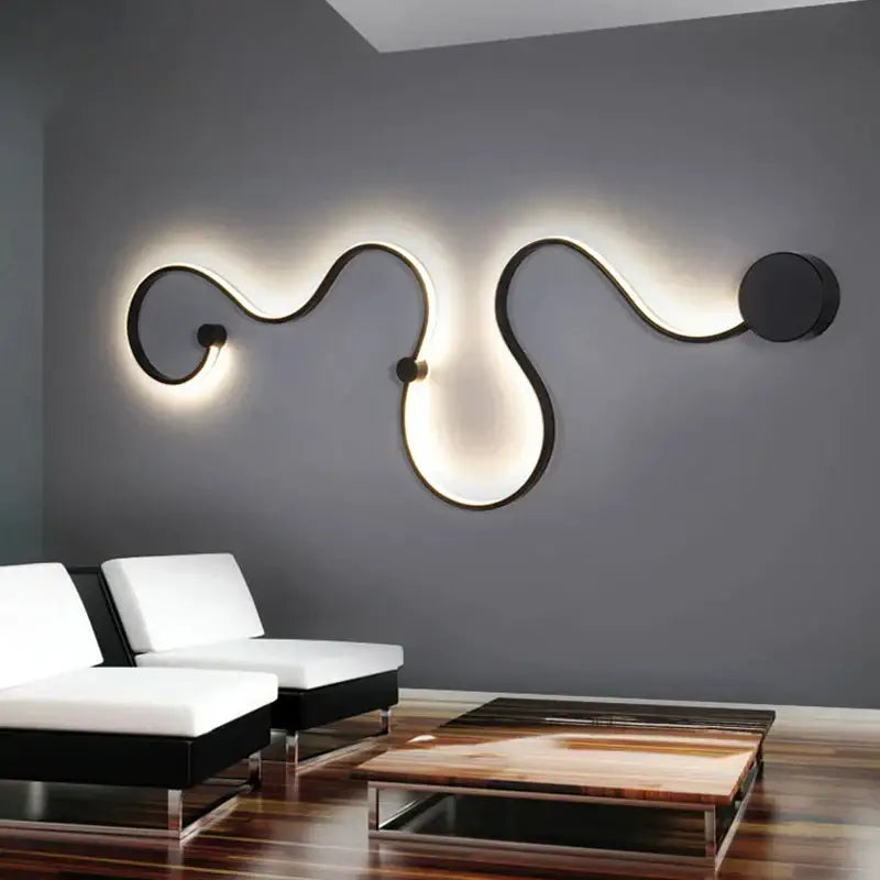 Modern wave black rgb led wall lights living room decor