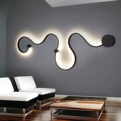 Modern wave black rgb led wall lights living room decor