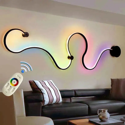 Modern wave black rgb led wall lights living room decor