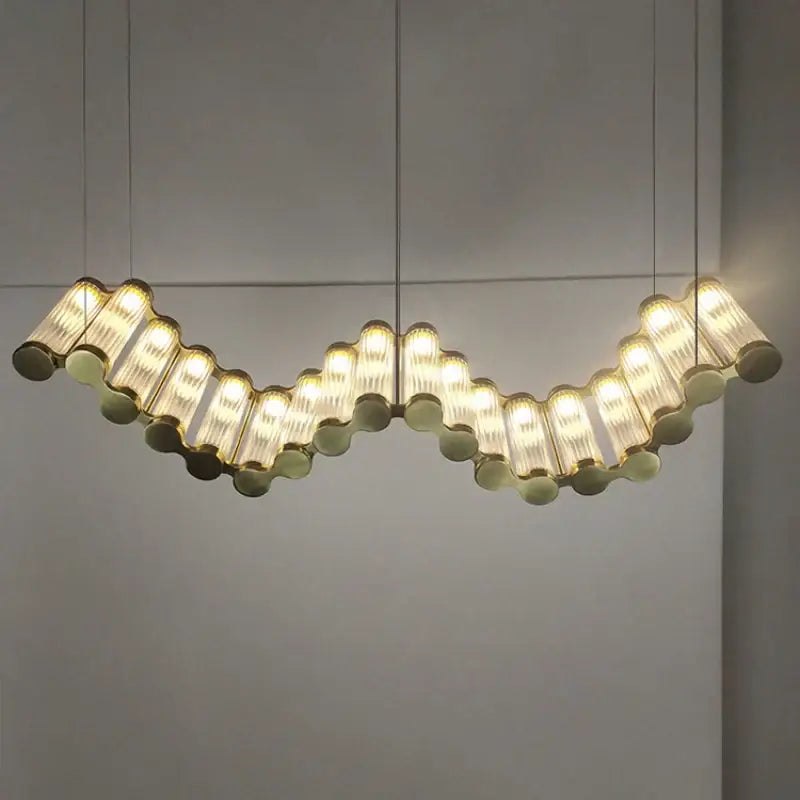 Modern wave golden chandelier living room led light