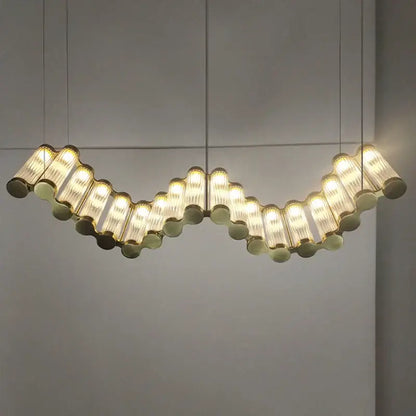 Modern wave golden chandelier living room led light
