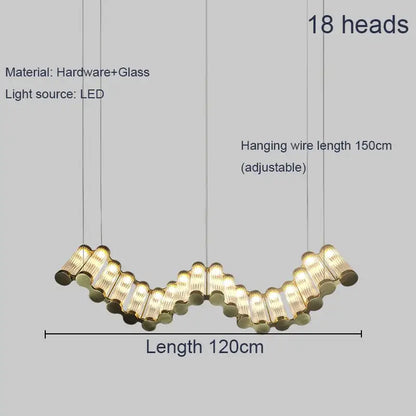 Modern wave golden chandelier living room led light