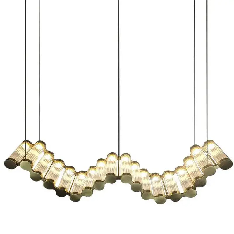 Modern wave golden chandelier living room led light