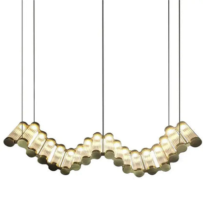 Modern wave golden chandelier living room led light