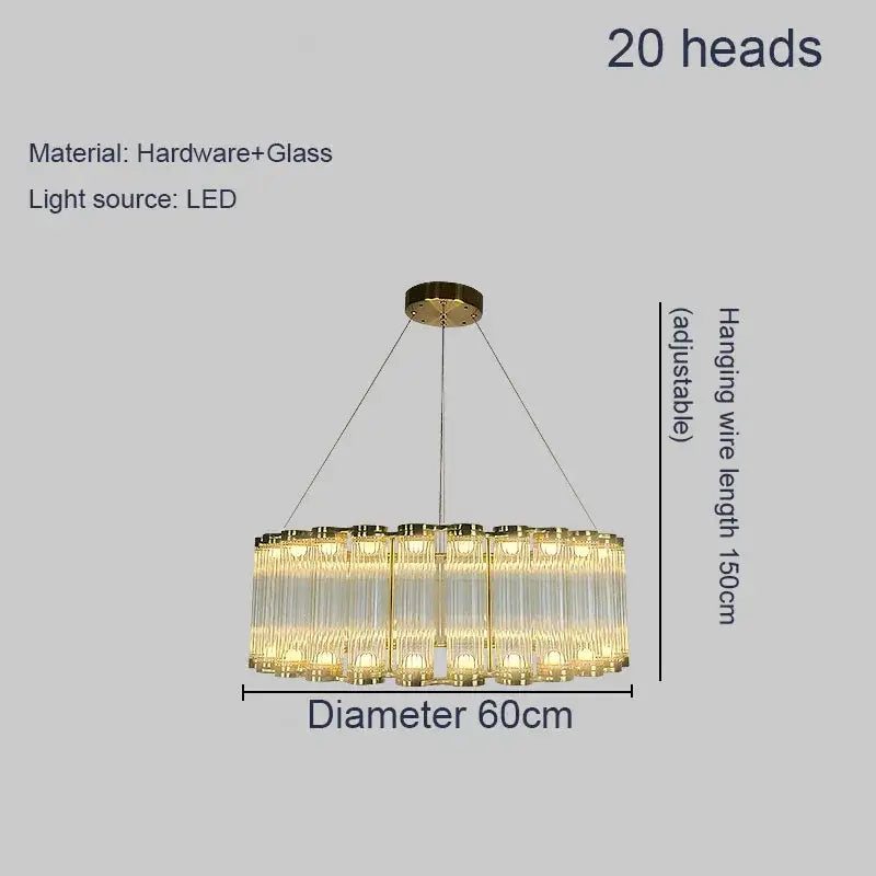 Modern wave golden chandelier living room led light