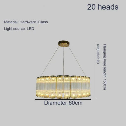 Modern wave golden chandelier living room led light
