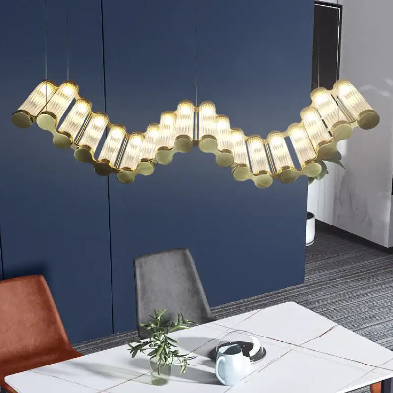 Modern wave golden chandelier living room led light