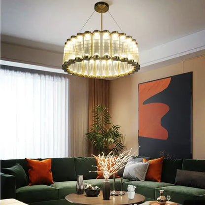 Modern wave golden chandelier living room led light