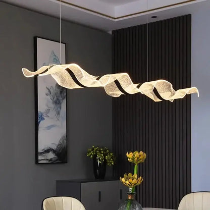 Modern wave glass elegant led pendant chandelier for dining room