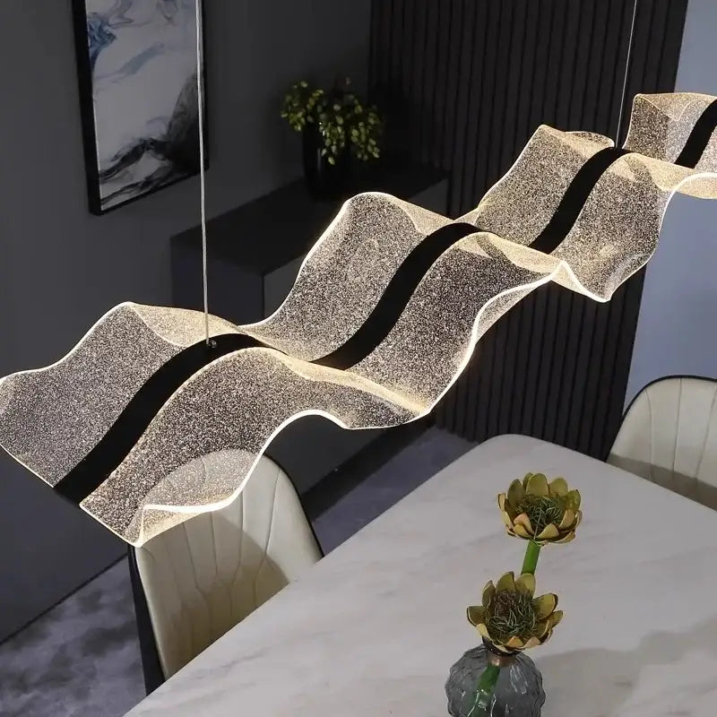 Modern wave glass elegant led pendant chandelier for dining room