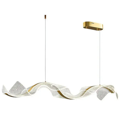 Modern wave gold acrylic led pendant lamp dining room