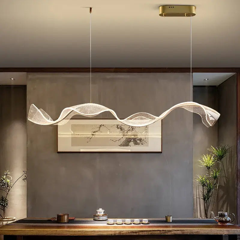 Modern wave gold acrylic led pendant lamp dining room
