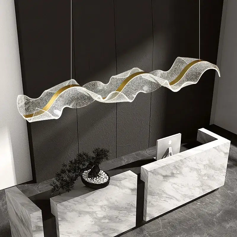 Modern wave gold acrylic led pendant lamp dining room