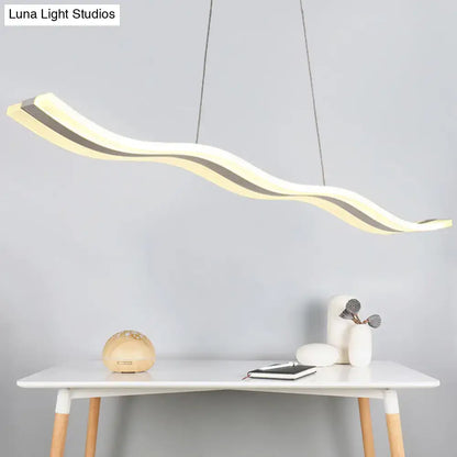 Modern wave white led pendant light – dining room chrome fixture