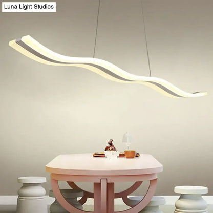 Modern wave white led pendant light – dining room chrome fixture