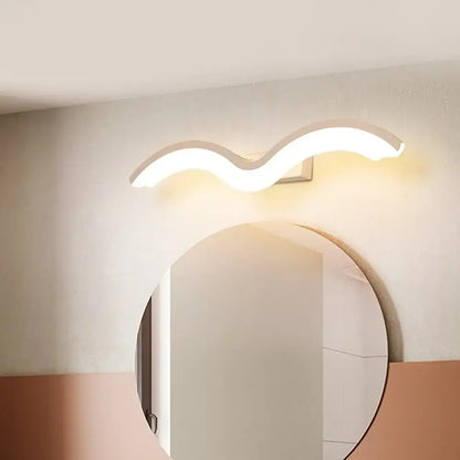 Modern wavelet black & white wall sconce bathroom led light