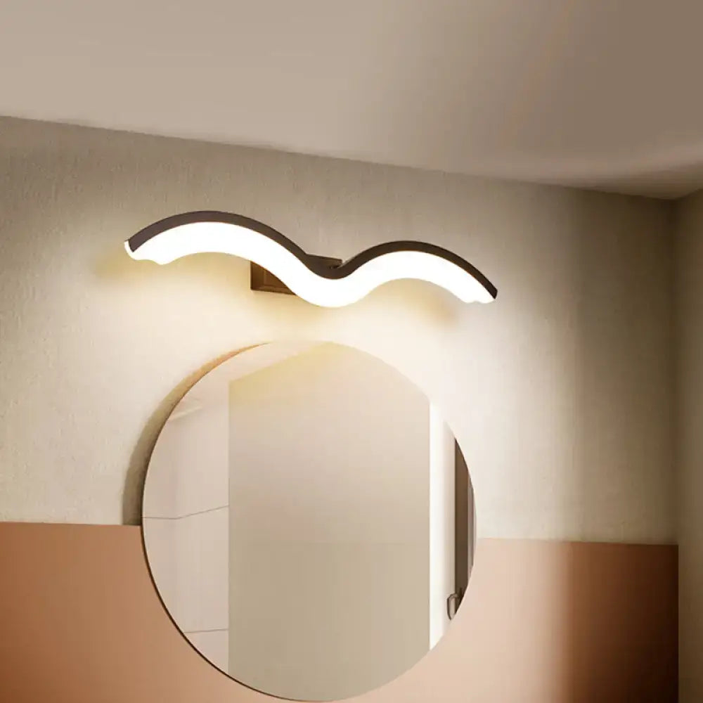 Modern wavelet black & white wall sconce bathroom led light