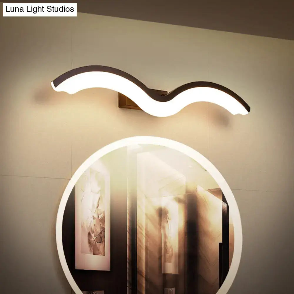 Modern wavelet black & white wall sconce bathroom led light