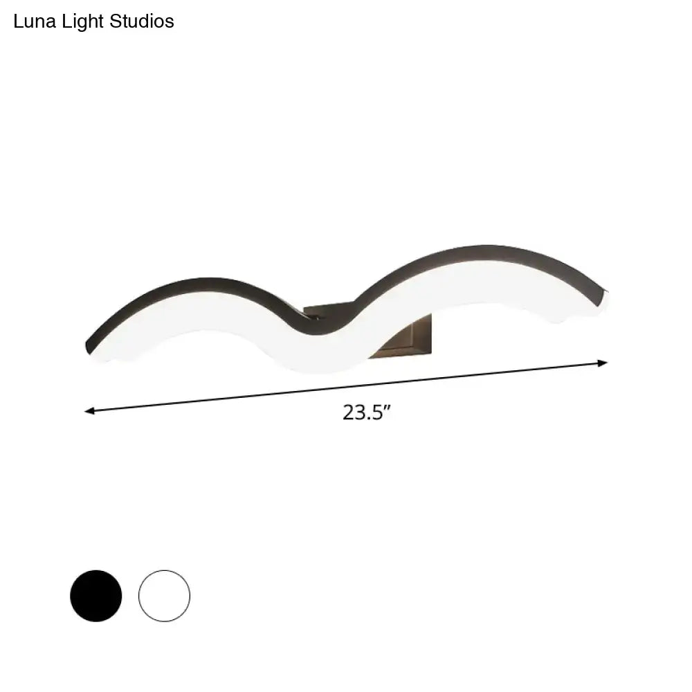 Modern wavelet black & white wall sconce bathroom led light