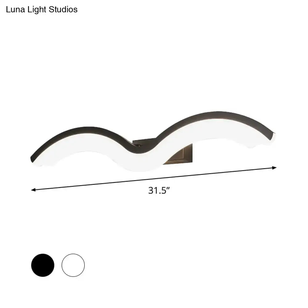 Modern wavelet black & white wall sconce bathroom led light
