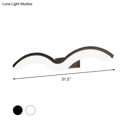Modern wavelet black & white wall sconce bathroom led light