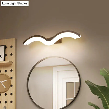 Modern wavelet black & white wall sconce bathroom led light