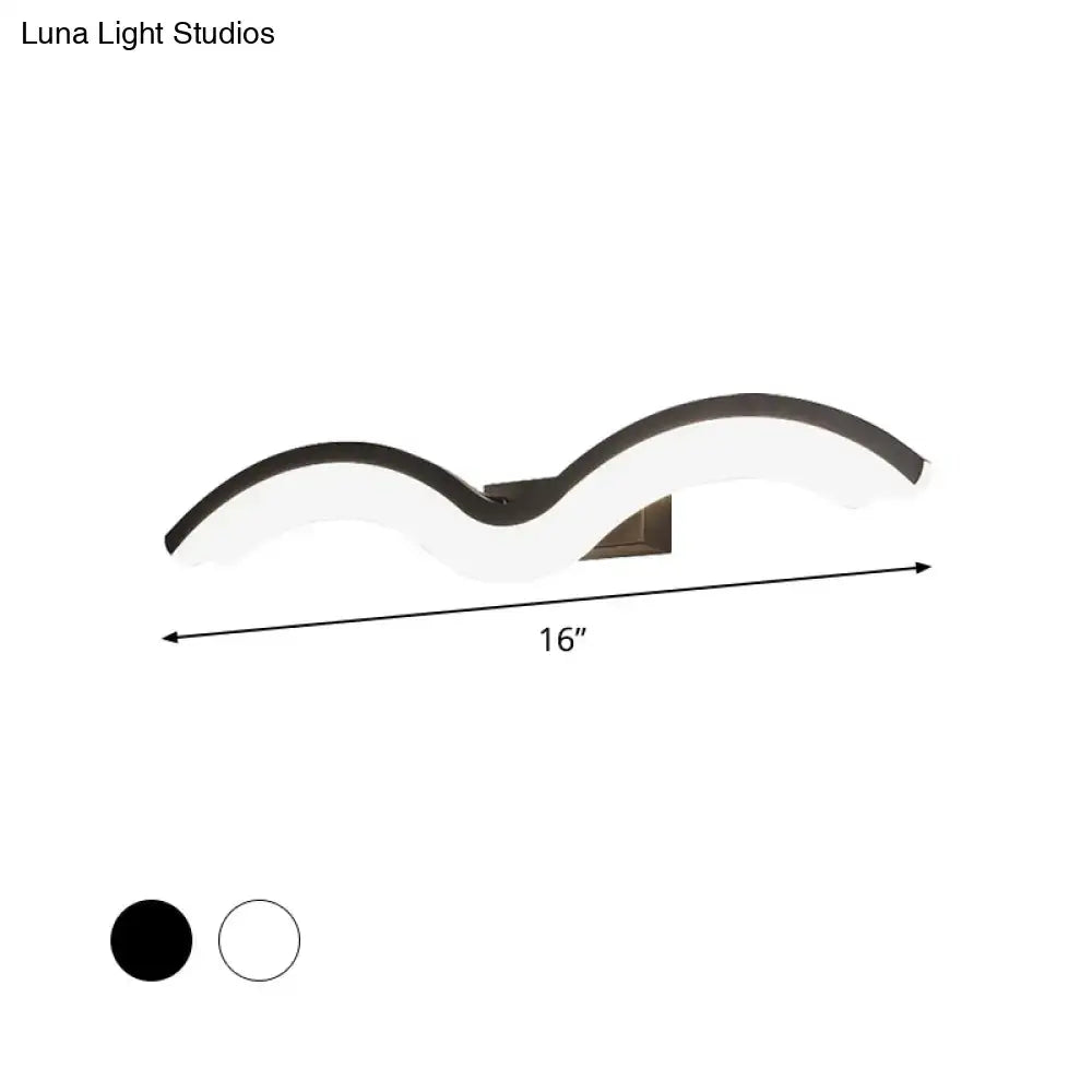 Modern wavelet black & white wall sconce bathroom led light