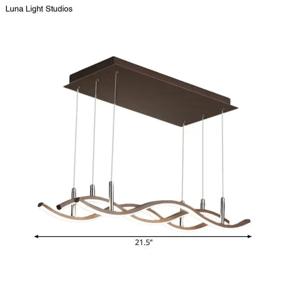 Modern wavy coffee led linear island lighting dining room pendant