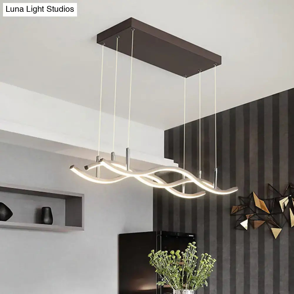 Modern wavy coffee led linear island lighting dining room pendant